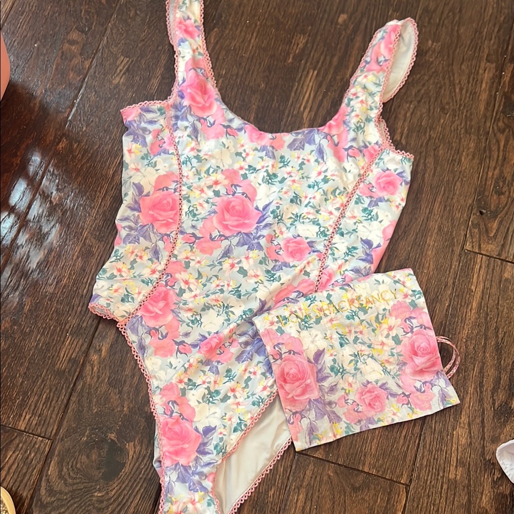 LOVESHACKFANCY Mikkel one piece swim NWT Primrose pink berry sz M